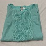 August Silk  sleeveless Aqua Sweater and Linen Top Photo 7