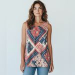 Roz & Ali Patchwork Bandana Print Sleeveless Tank Top | Boho Festival Photo 1