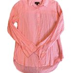 J. CREW Peach and White Gingham Long Sleeve Button Up Coastal Cowgirl Women's 8 Orange Photo 1