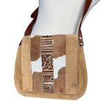 Claudia Firenze Leather and Suede Crossbody Bag Purse Tan Brown Cowhide Italy Photo 0