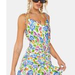 For Love & Lemons Miranda Belted Matte Satin Mini Dress Size Small NWT Floral Photo 10