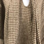 Handmade  Mexican wool poncho houndstooth with tie collar front sweater large Photo 3