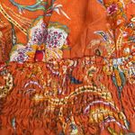 Nicole Miller Orange & Multicolor Paisley Floral Print Smocked Blouse Size M Photo 10