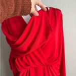 Torrid Cherry Red V-Neck 1/2 Sleeve Black Lace Back Ruched Blouse Womens 3 (3X) Photo 2