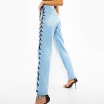Boohoo NWT High Waist Lace Up Boyfriend Jeans Photo 4