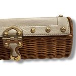 Michael Kors  Vanilla Santorini Clutch - Wicker, Ivory Leather, Golden Hardware Photo 2