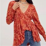 Free People FP Womens Dark Romantic Tunic Long Sleeve Shirt Orange Merlot Combo Photo 7