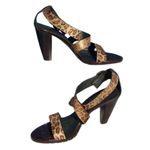 Donald Pliner Couture Hair Calf Gator Leather Sandal Shoe New Ankle Wrap $295 Brown Size 8.5 Photo 1