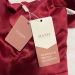 STACEES Burgundy Satin Square Neckline Formal Mini Dress NWT Sz 4 Red Photo 5