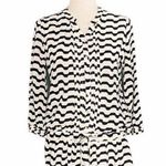 Anthropologie Isabella Sinclair Black Cream Waves Drop Waist Tunic Size Small Photo 0