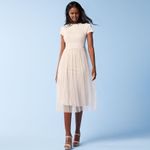 LC Lauren Conrad Lauren Conrad S Midi Dress Off-White Morning Babydoll Layered Slip Tulle TShirt Photo 1