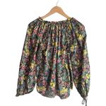 Love Shack Fancy  Nessa Floral Cotton-Silk Long-Sleeve Top Night Sky Glow Photo 2