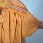 Free People  Orange Boho Market Embroidered Cotton Tunic Medium Photo 2