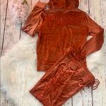 Velvet Hoodie with Bold Lettering in Orange Size undefined Photo 5