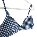 J.Crew  Textured Padded Gingham French Bikini Top Size 2X Blue White Check Beach Photo 1