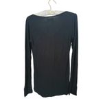Michael Lauren Otis Black Ribbed V-neck Long Sleeve Top Medium Minimalist Layer Photo 2