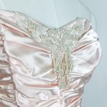 Vintage 90’s Strapless Satin Corset Mini Dress with Lace Ruffle Skirt | Size XS Pink Photo 8