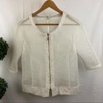Lena Gabrielle White Sheer Netted Faux Leather Zip Up Cutout Accents Jacket 10 Photo 0