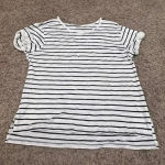 Double Zero Women's L Black & White Striped Short Sleeve T-Shirt Photo 0
