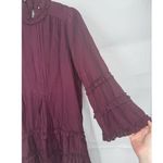Max Studio Tiered Peasant Prairie Dress Women XS Burgundy Cottage Victorian Boho Photo 9