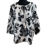 Karl Lagerfeld NWT Womens Floral Necktie Boho Blouse Top Tassels - Small Photo 3