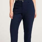 Old Navy  Slouchy Tapered Pants Womens 12 Navy Blue 100%‎ Cotton Lost At Sea Photo 0