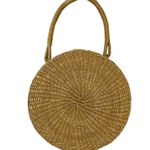 Romar Corp 90's Coastal Round Woven Rattan Clutch Purse Straw Handbag Neutral Tan Photo 6