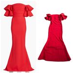 Chiara Boni La Petite Robe Pavarti Off Shoulder Gown Passion Red Size 14 NWT Photo 2