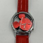 Disney  Mickey Ear Shaped Dial Watch Cherry Red Dial & Band Transparent Photo 0