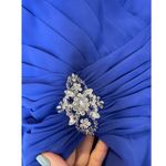 Jovani  Wedding Guest Royal Blue Ruffled V-Neck Sleeveless Dress & Cardigan 20 Photo 2