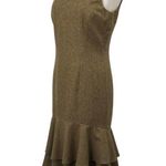 Ralph Lauren Lauren Wool Blend Midi Dress Herringbone Ruffled Hem NEW Womens 8 Photo 4