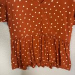 Madewell ‎ Women's Tiered-Sleeve Peplum Top in Inkspot Dot Burnt Clay Size 4 Photo 4