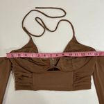 White Fox Boutique White Fox Brown Off Shoulder Corset Crop Top Size M Long Sleeve Bustier Photo 3