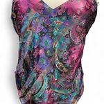 Sears & Roebuck Co Inner Most 80s Purple Paisley Print Lingerie Top Small Black Photo 1