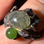 Artisan VINTAGE Moss Agate 925 Sterling Silver Brutalist Ring Sz. 5.25 Gemstone Photo 1