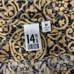 14th & Union 14th Union Blouse Top Medium Brown Gold Print Long Sleeve Workwear Photo 3
