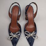 Amina Muaddi  Rosie 95mm slingback denim heels size 38 Photo 2