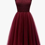 Bbonlinedress Tulle Dress Women Floral Lace Bridesmaid Dress Cocktail size Small Red Photo 7
