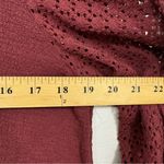 Madewell Texture & Thread Burgundy Knit Puff Sleeve Sweater Womens M Fall Eyelet Photo 7