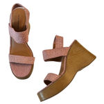 Lucky Brand  Delukah Pink Slingback Weave Straps Platform Wedge Sandals Size 9.5 Photo 0