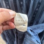 FRNCH  Paris blue high neck smocked cuffs striped blouse size small Photo 10