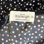 Kalileigh Navy Blue Polka Dot Romper 1X V Neck 3/4 Sleeve Elastic Waist Pockets White Photo 5