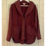 Knox Rose  burgundy collared shawl neck Sherpa shacket small Photo 2