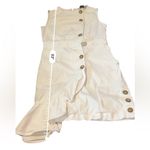 AMUR Beba White Mini Dress Women’s Size 4 Asymmetric Ruffle Hem Button Front White Photo 13