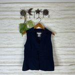 Vintage Y2K Navy Blue Textured Loop Button Vest Size 8 Photo 1