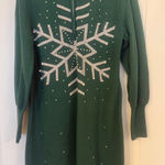 Boston Proper  Green Turtleneck Sweater with Silver Snowflake mini dress! Photo 0