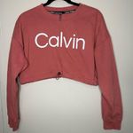 Calvin Klein Performance Pink and White Cropped Crewneck Sweatshirt size medium Photo 0