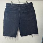 Free People NEW Avery Bermuda Jean Shorts Black Button Fly Raw Hem Sz 31 Biker Photo 4