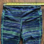 Athleta  Retreat Chaturanga Leggings 7/8 Athletic Tight Green Blue Stripe Size M Photo 6