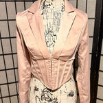 Milk and Honey pink corset satin-backed crepe Vneck long-sleeve blouse Crop Blazer Photo 0